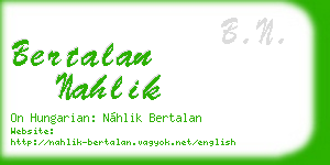 bertalan nahlik business card
